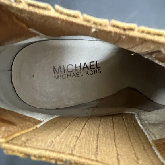 Michael Kors Ankle Boots Booties Tan Brown Leather Platform Heels 8M FS Charity - Picture 7 of 12